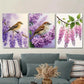 3pcs Beautiful Bird and Flower Purple Floral Wall Art Set Canvas Framed 40x60cm - High Quality Print 100% Australian Made Wall Canvas Ready to Hang