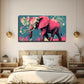 Vibrant Elephant Modern Floral Wall Art Canvas Office Home Room Framed 120x60cm