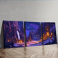 3pcs Ancient Mountain City Dark Colorful Perfect Wall Art Set Canvas Framed 40x60cm - High Quality Print 100% Australian Made Wall Canvas Ready to Hang