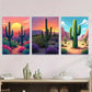 3pcs Vibrant Desert Sunset Colorful Metal Print Ready to Hang Art