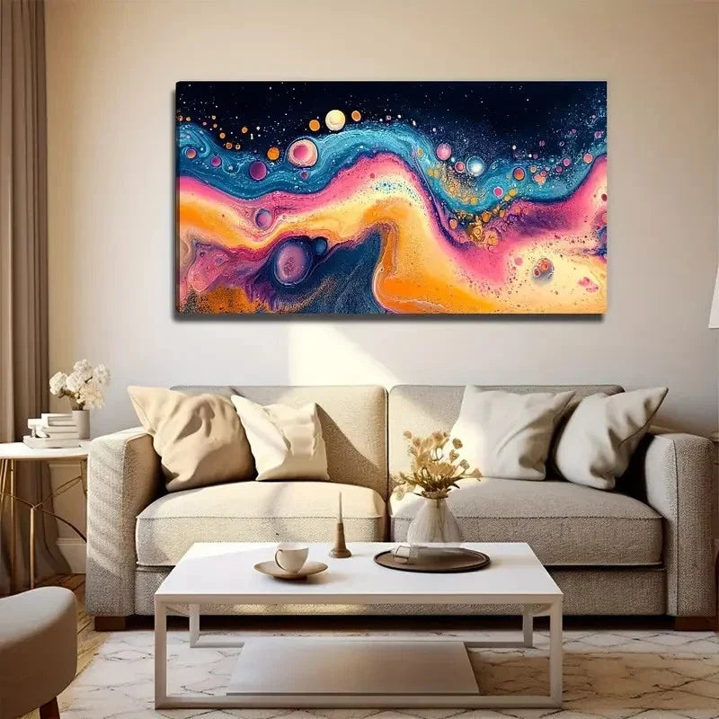 Decor With Blue Pink Orange Wall Art Canvas Office Home Room Framed 120x60cm