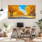 Autumn Road Yellow Leaves Blue Wall Art Canvas Office Home Room Framed 120x60cm