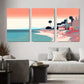 3pcs Abstract Coastal Landscape with Vibrant Sky Metal Print Ready to Hang Art