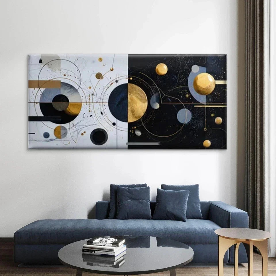 Abstract Planets Wall Art Canvas Office Home Room Framed 80x45cm