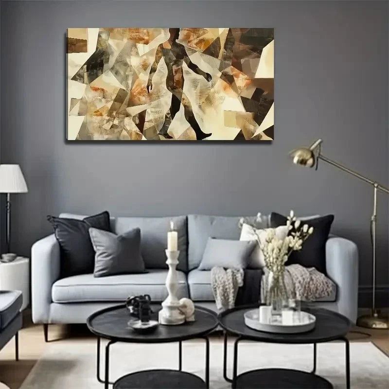 Walking Person Modern Wall Art Canvas Office Home Room Framed 120x60cm
