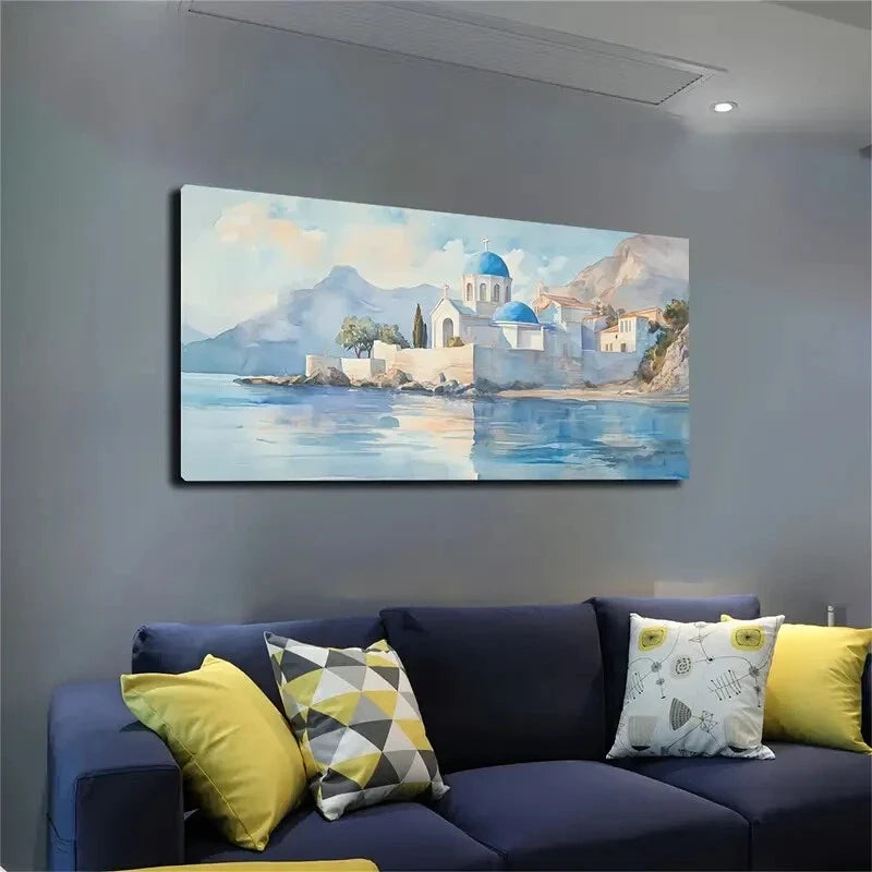 The Beautiful Building Sea Wall Wall Art Canvas Office Home Room Framed 120x60cm