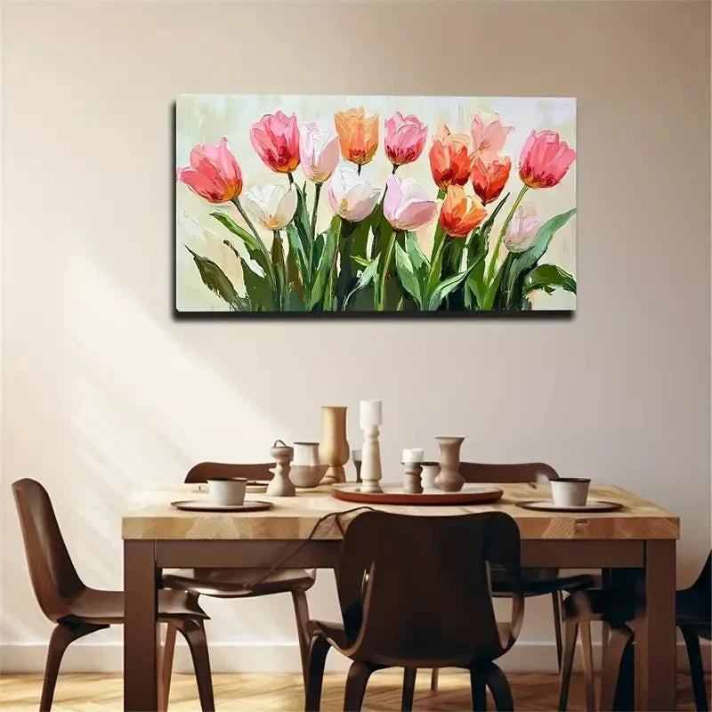 Colorful Tulips Suitable Wall Art Canvas Office Home Room Framed 120x60cm