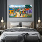 A Large Area Colorful Houses Wall Art Canvas Office Home Room Framed 80x45cm
