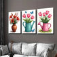 3pcs Vibrant Floral & Butterfly Red Lilies Wall Art Set Canvas Framed 40x60cm - High Quality Print 100% Australian Made Wall Canvas Ready to Hang