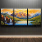 3pcs Golden Peaks Mountain Range Luxurious Wall Art Set Canvas Framed 40x60cm - High Quality Print 100% Australian Made Wall Canvas Ready to Hang