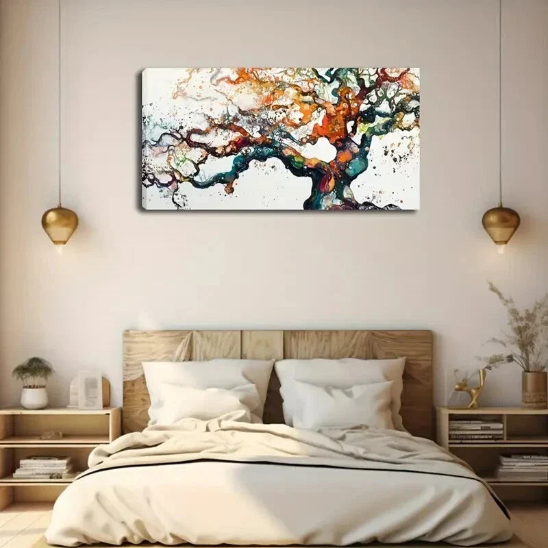 Colorful Tree of Life Filled Wall Art Canvas Office Home Room Framed 80x45cm