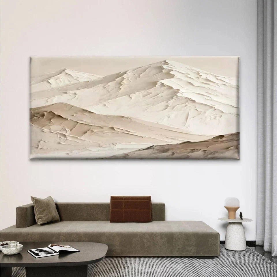 Minimalist Beige Mountain Wall Art Canvas Office Home Room Framed 120x60cm