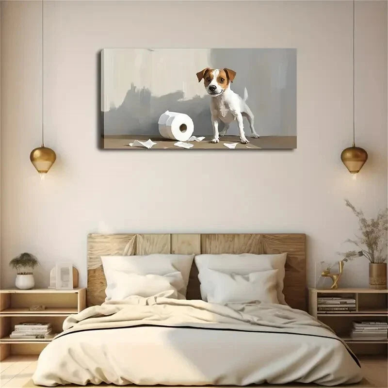 A Little Dog Is Standing Ground Wall Art Canvas Office Home Room Framed 120x60cm