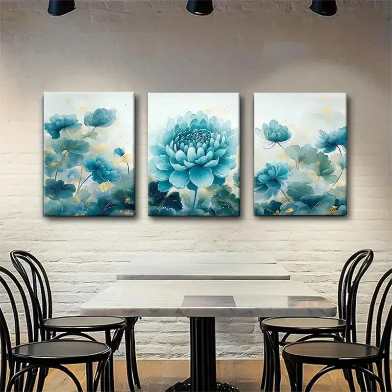 3pcs Lotus Soft Hues and Lush Greenery Perfect Wall Art Set Canvas Framed 40x60cm - High Quality Print 100% Australian Made Wall Canvas Ready to Hang