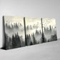 3pcs Tranquil Black and  Gray Misty Forest Birds Wall Art Set Canvas Framed 40x60cm - High Quality Print 100% Australian Made Wall Canvas Ready to Hang