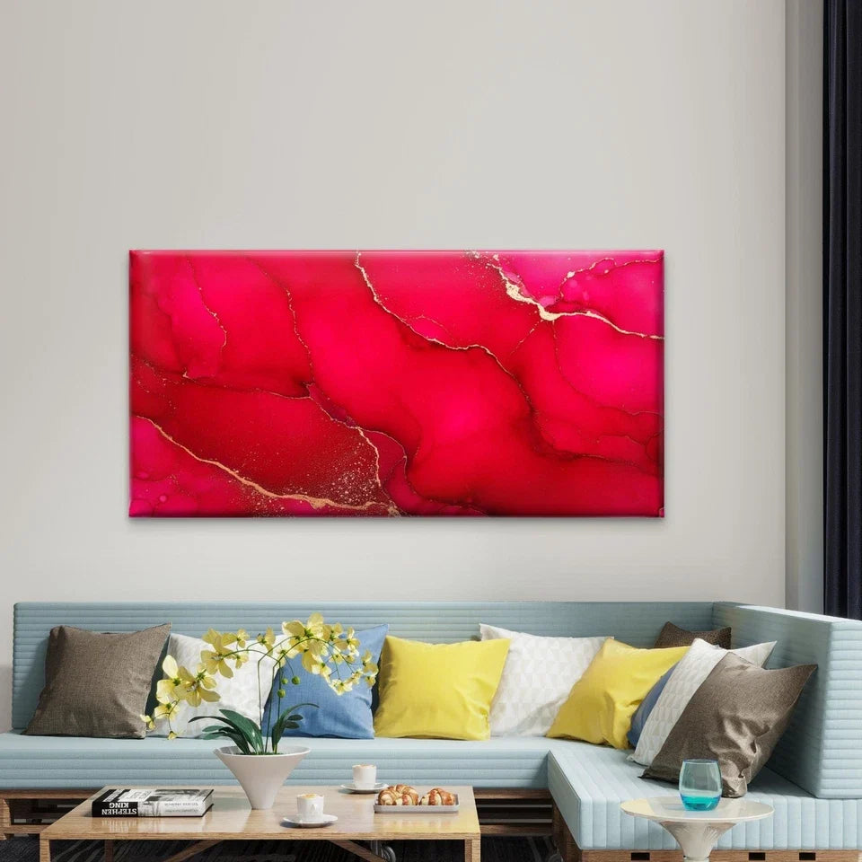 Abstract Art With Gold Veins Wall Art Canvas Office Home Room Framed 120x60cm