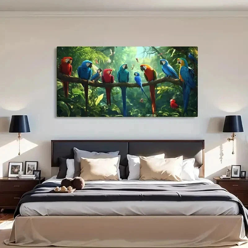 Tropical Parrot Colorful Macaw Wall Art Canvas Office Home Room Framed 120x60cm