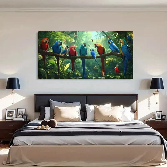 Tropical Parrot Colorful Macaw Wall Art Canvas Office Home Room Framed 120x60cm