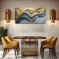 Abstract Wave Design Blue Gold Wall Art Canvas Office Home Room Framed 120x60cm
