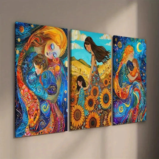 3pcs Vibrant Mother's Love Wall Art Set Canvas Framed 40x60cm - High Quality Print 100% Australian Made Wall Canvas Ready to Hang