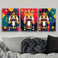 3pcs Set, Art Deco Nutcracker Cartoon Metal Print Ready to Hang Art