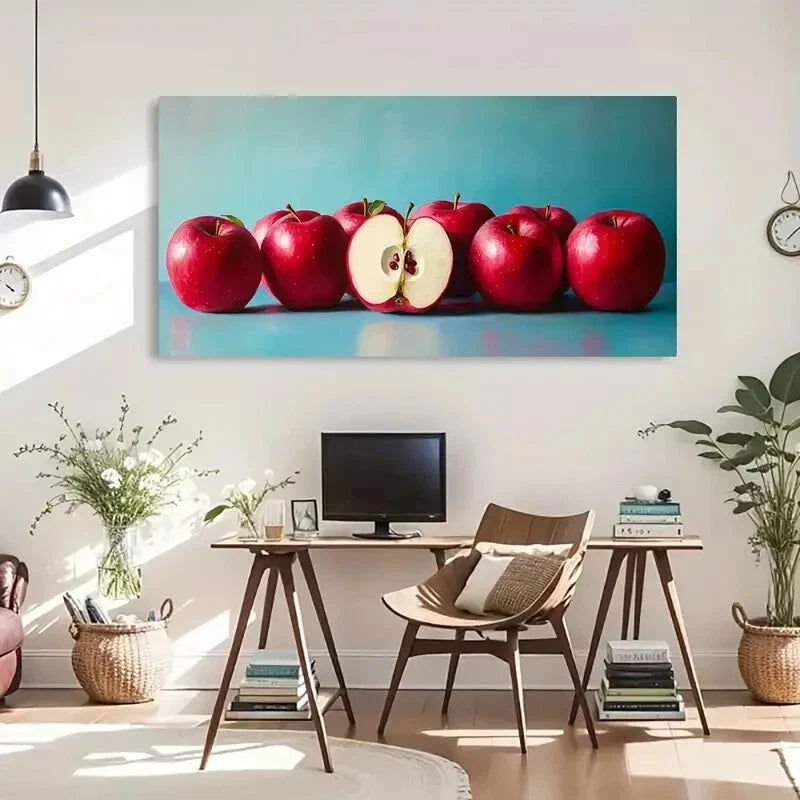 Transverse Oriented Apples Wall Art Canvas Office Home Room Framed 120x60cm