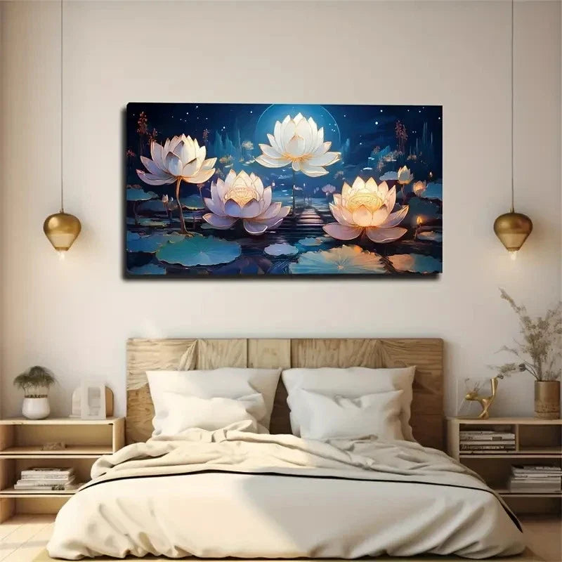 Magic For Lotus Pool Wall Art Canvas Office Home Room Framed 80x45cm
