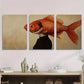 3pcs Surreal Fish Woman Abstract Conceptual Metal Print Ready to Hang Art