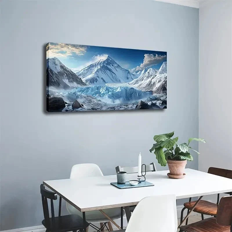 Stunning Blue Glacier Wall Art canvas office home room framed 120x60cm