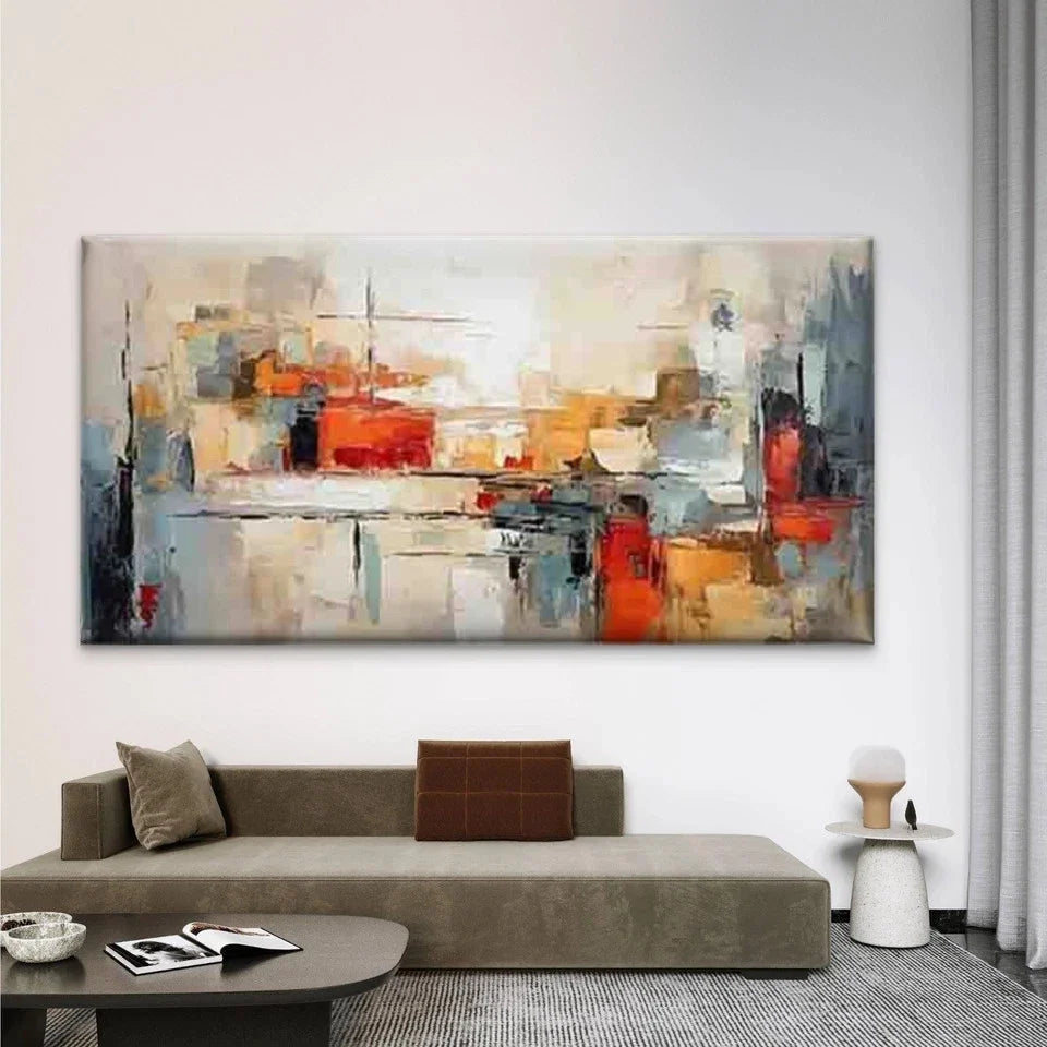Abstract Cityscape Wall Art Canvas Office Home Room Framed 120x60cm
