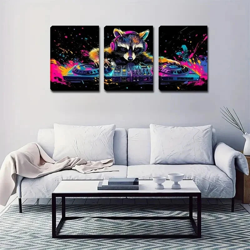 3pcs Animal Kingdom, Wonderful Music in Trendy Wall Art Set Canvas Framed 40x60cm - High Quality Print 100% Australian Made Wall Canvas Ready to Hang
