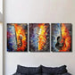 3pcs Colorful Saxophone Guitar Microphone Wall Art Set Canvas Framed 40x60cm - High Quality Print 100% Australian Made Wall Canvas Ready to Hang