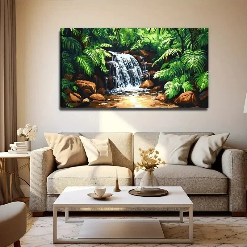 Deco Bohemian Style Waterfall Wall Art Canvas Office Home Room Framed 120x60cm