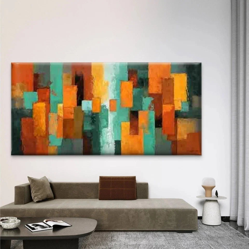 Vibrant Geometric Patterns Wall Art Canvas Office Home Room Framed 80x45cm