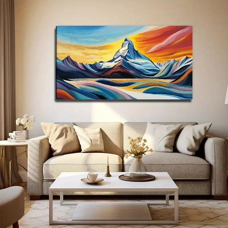 Snow Mountain Scenery Wall Art Canvas Office Home Room Framed 120x60cm