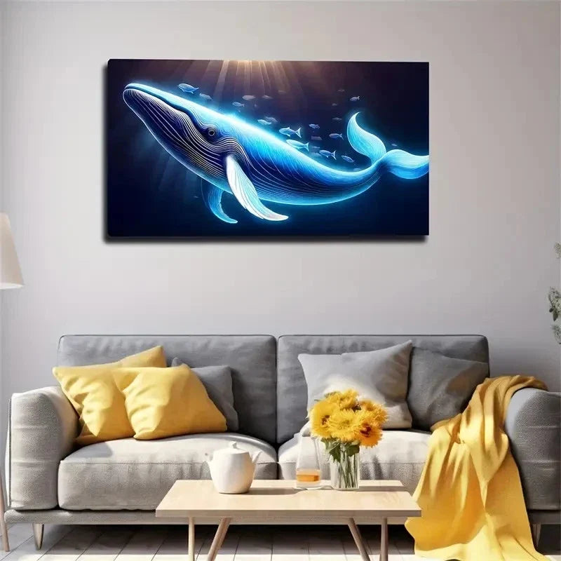 Attractive Submarine Whale Wall Art Canvas Office Home Room Framed 120x60cm