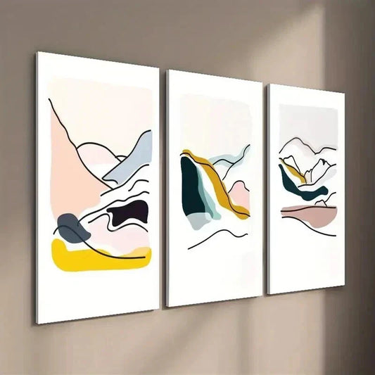 3pcs Abstract Mountain Landscape Decor Wall Art Set Canvas Framed 40x60cm - High Quality Print 100% Australian Made Wall Canvas Ready to Hang