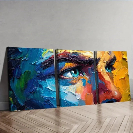 3pcs Modern Artwork Blue Eye Colorful Perfect Wall Art Set Canvas Framed 40x60cm - High Quality Print 100% Australian Made Wall Canvas Ready to Hang