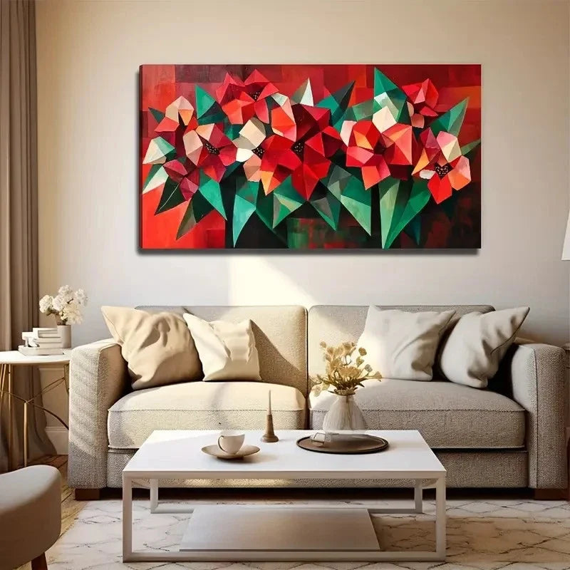 Vibrant Floral Modern Wall Art Canvas Office Home Room Framed 120x60cm