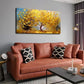 Golden Leaves Tree Minimalist Wall Art Canvas Office Home Room Framed 120x60cm