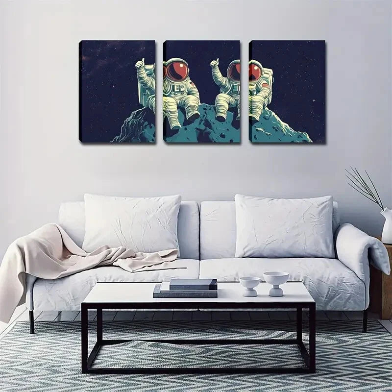 3pcs futuristic cosmic world of light   Wall Art Set Canvas Framed 40x60cm - High Quality Print 100% Australian Made Wall Canvas Ready to Hang