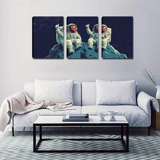 3pcs futuristic cosmic world of light   Wall Art Set Canvas Framed 40x60cm - High Quality Print 100% Australian Made Wall Canvas Ready to Hang