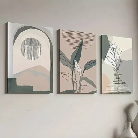 3pcs Modern Aesthetic Bohemian Plant Leaf Wall Art Set Canvas Framed 40x60cm - High Quality Print 100% Australian Made Wall Canvas Ready to Hang