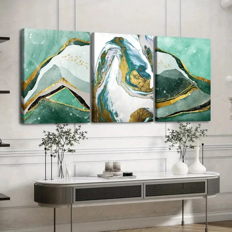 3pcs Simple Nordic Style Abstract Geometry Color Wall Art Set Canvas Framed 40x60cm - High Quality Print 100% Australian Made Wall Canvas Ready to Hang