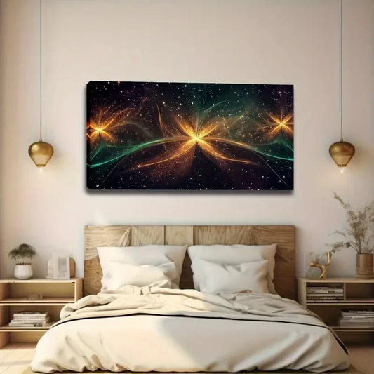 Sparkling Glow Floral Pattern Wall Art Canvas Office Home Room Framed 120x60cm