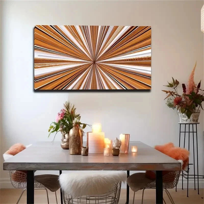 Bold Radiant Lines & Marbled Wall Art Canvas Office Home Room Framed 120x60cm