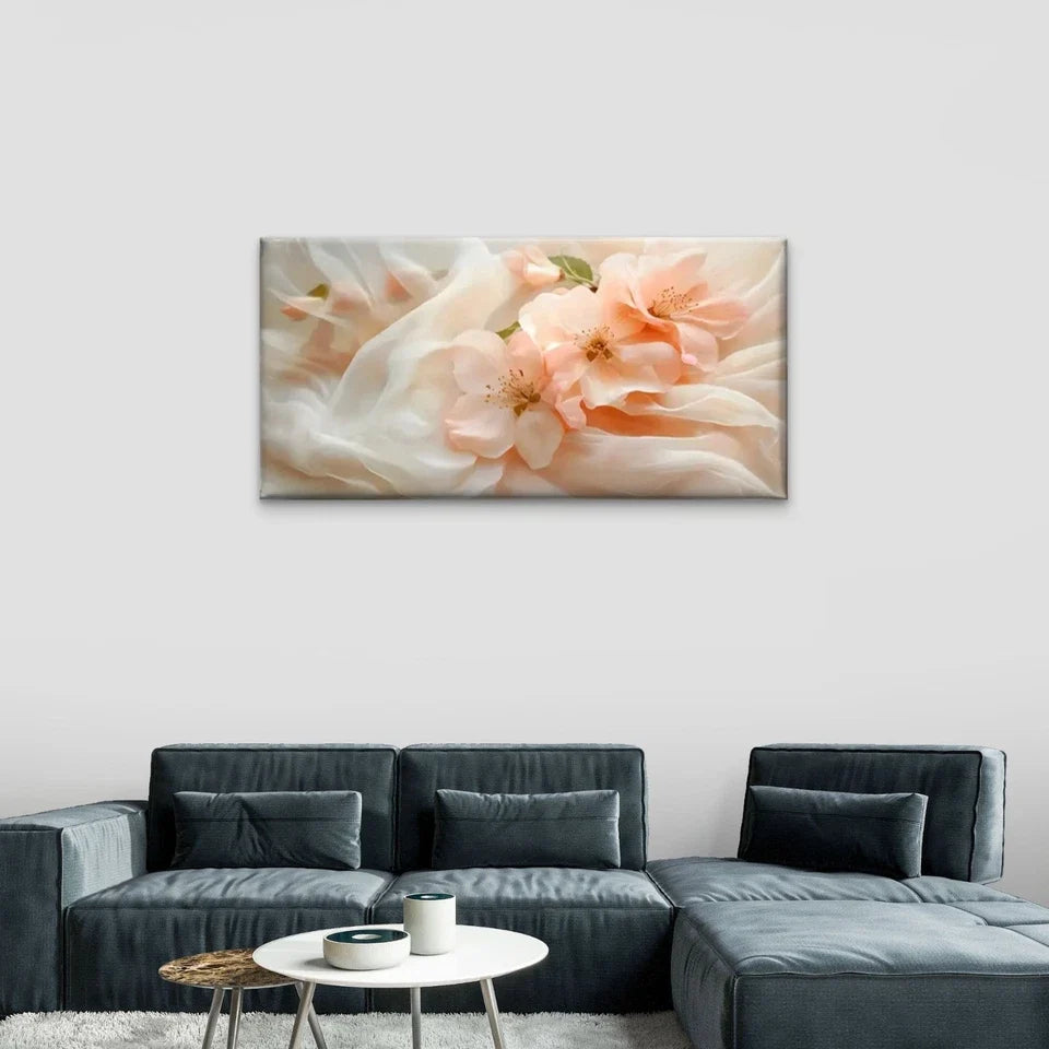 Peach Blossom Abstract Wall Art Canvas Office Home Room Framed 120x60cm