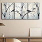 3pcs Silvery Birch White Snow Nature Perfect Wall Art Set Canvas Framed 40x60cm - High Quality Print 100% Australian Made Wall Canvas Ready to Hang