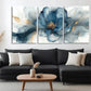 3pcs Elegant Blue and Golden Peony Flower Wall Art Set Canvas Framed 40x60cm - High Quality Print 100% Australian Made Wall Canvas Ready to Hang