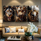 3pcs Fierce Animal Modern Murals Metal Print Ready to Hang Art